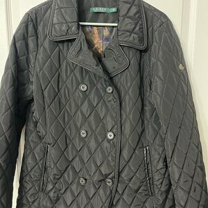 Ralph Lauren Black Quilted Double-Breasted Puffer Jacket
